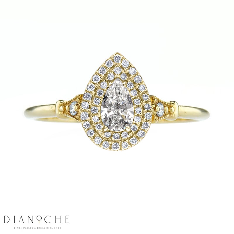 תכשיטים וטבעות אירוסין - טבעת יהלום טיפה בסגנון וינטג 