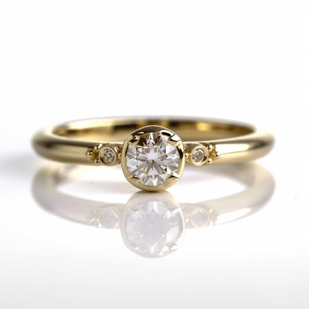 טבעת אירוסין עדינה זהב צהוב משובצת בסגנון וינטג